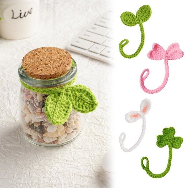 Kreativ Stickad Virkad Löv Grodd Datakabel Rem Handgjord H UK Lager 4pcs one-size