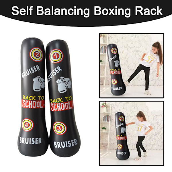 Uppblåsbar Fitness Boxningssäck Tung Boxning Måltavla Torn Spark Gym Träningssäck Sport Martial G8y0 BlackB 160cm
