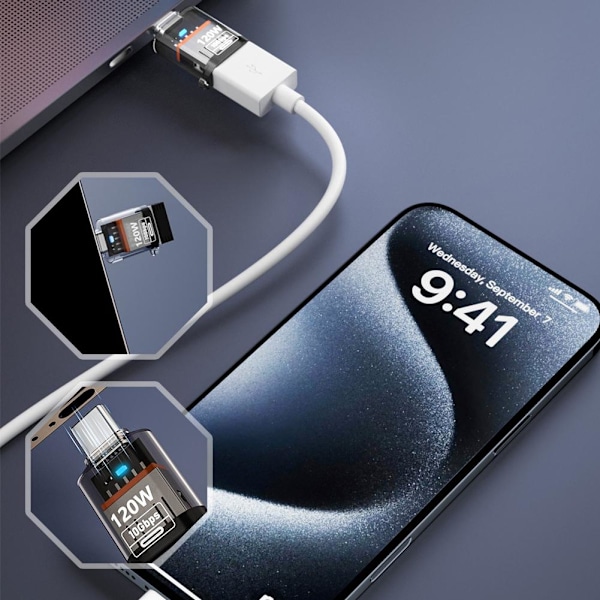 USB 3.2 Hona till Typ C Hane Port Konverter Adapter☆ E5R6 F8D6 Transparent 1 pcs