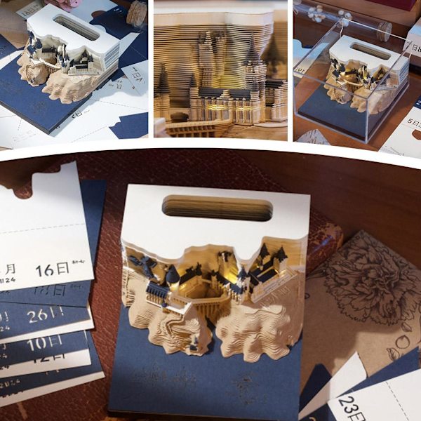 2025 3D-kalender med LED-ljus, pappersskulpturkonst, memoblock, anteckningsblock, nyhetspresent Standard style Blank version