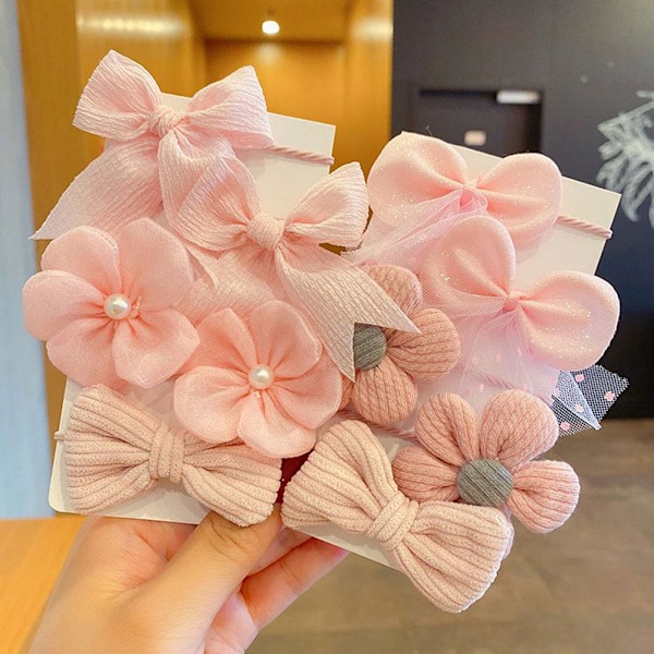 Stylingverktyg 10 st/set Blomma Rosett Elastiska Hårband För Flicka Barn Liten Flicka Huvudbonad Pink 1set