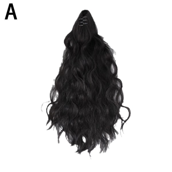Lång Tjock Lockig Wrap Around Clip In Ponytail Hair Extension Pon Natural Black one-size