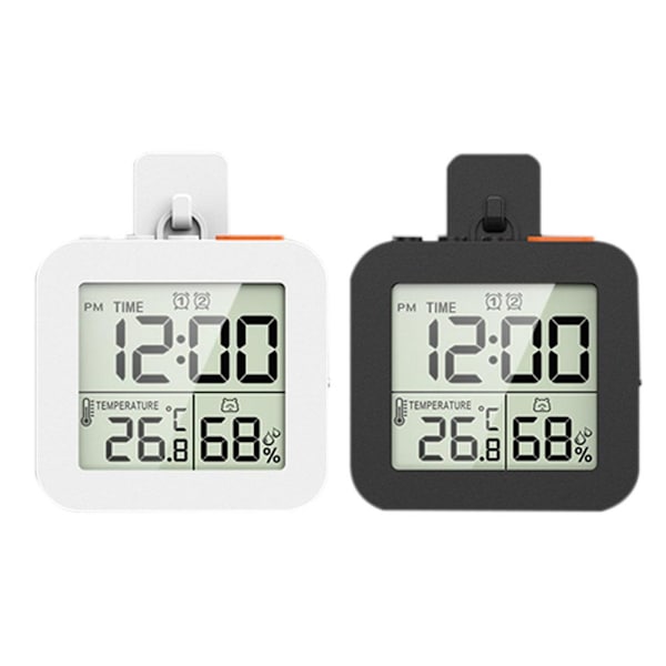 Digital Duschklocka med Alarm Termometer Hygrometer Klocka Vägg N1Y1 Black 1pcs