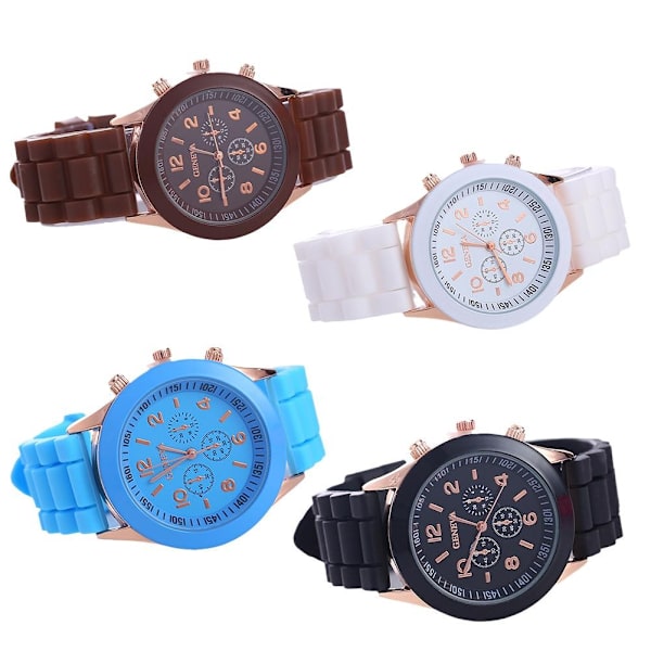 Färgad Jelly Quartz Silikonklocka Damklocka Present Jelly Armbandsur Student Dam F1W9 Brown One size