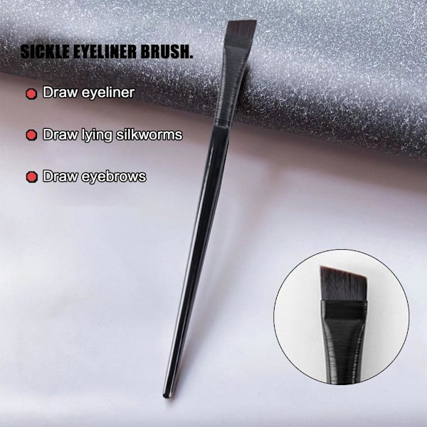 Ultratunn Professionell Sminkverktyg Portabel Liten Vinklad Ögonbrynsborste Eyelinerborste Ögonbryns Eyelinerborste blackA A101