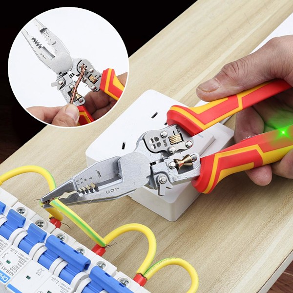 9 i 1 Avskalare med Elektricitetsmätningsfunktion, 2025 Uppgraderad Multifunktionell Avskalare, Spänningstestartång, Kabelsax