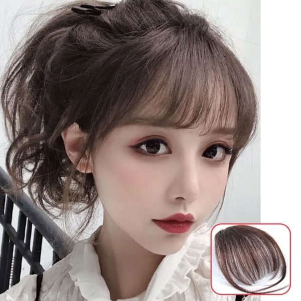 Koreansk 3D Air Bangs Clip Peruk Falska Bangs Osynlig Spårlös Peruk Bit Panna Förlängningsverktyg O3X6 light brown Without sideburns