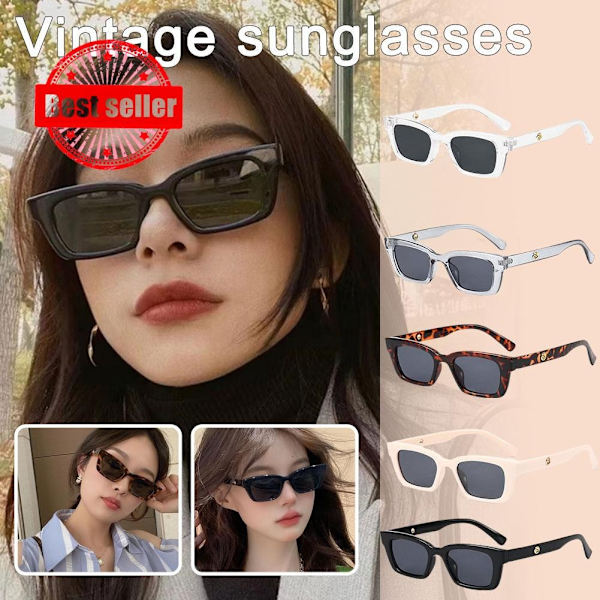 Koreansk Version Retro Fyrkantiga Små Solglasögon K5m8 black one-size