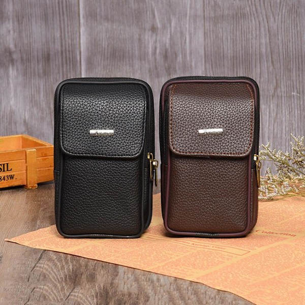 Herr Bältesögla Dragkedja Multi-Fickor Midjeväska Liten Midjeväska Pouch Vertical brown One-size