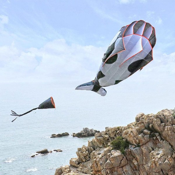 3D enorm drake ramlös mjuk jätteval flygande drake vita leksaker O Black  120*215cm