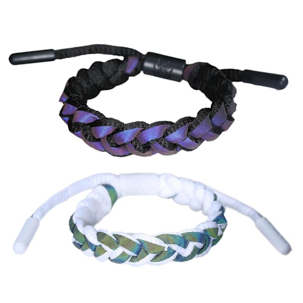 Flätat pararmband reflekterande färgskiftande armband för män kvinnor födelsedagspresent S4 Black One size