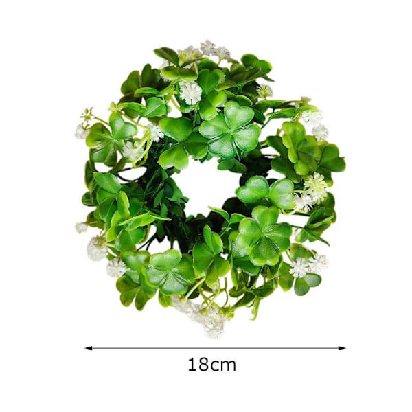 Konstgjord Shamrock Ljusring Krans för St Patrick's Day, Falsk Gr GreenA 1pcs