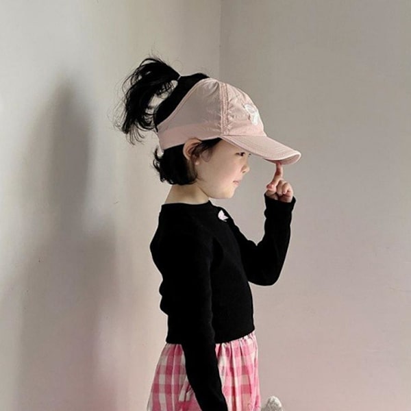 Solhatt för barn i koreansk stil med rosett, mjuk skugga, ingen topp för stranden Purple One size