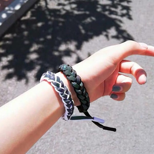 Flätat pararmband reflekterande färgskiftande armband för män kvinnor födelsedagspresent S4 Black One size