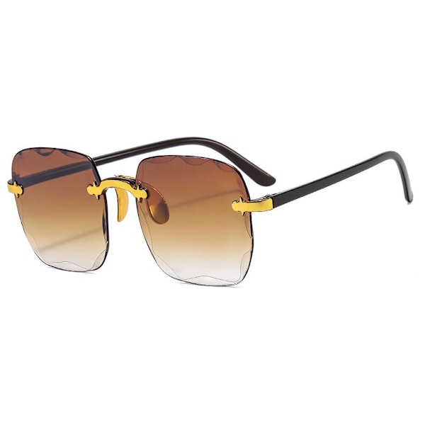 Nya Ramlösa Solglasögon med Skurna Kanter, Dam Solglasögon, Hög Definition, Lätta, UV-säkra N1u9 dark brown 1PC