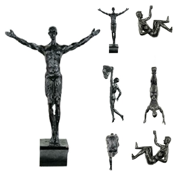 Kreativ Klättrande Man Resin Järntråd Vägg Hängande Figurer Scul Ny Y9 blackE 7*18cm