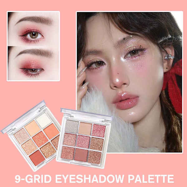 9 PalaceGrid Ins-Style Ögonskuggspalett Glitter Pärla Prisvärd Matt A9O9 01 # Coral Pink 10g