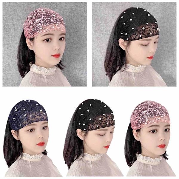 Utsvängd Hårband med Blommor, Koreansk Stil för Smink ✨ U5T9 black one-size
