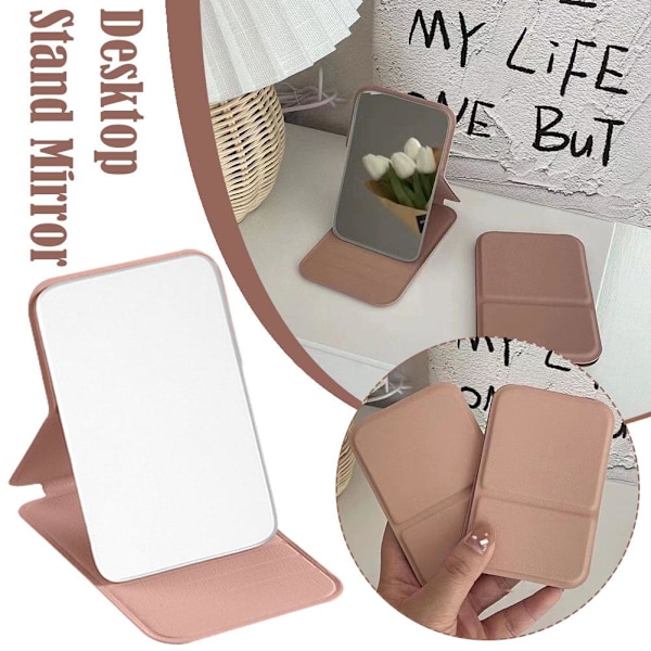 Vikbart Sminkspegel Rektangulär Toalettbord Kosmetisk Spegel Fyrkantig Enkelsidig Spegel Med Ställ F0g0 Pink 10.8*7cm