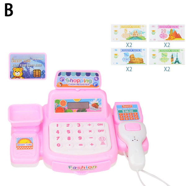 Kids Simulation Toy Kassaapparat Till Sound Working Scanner Sho pink one-size