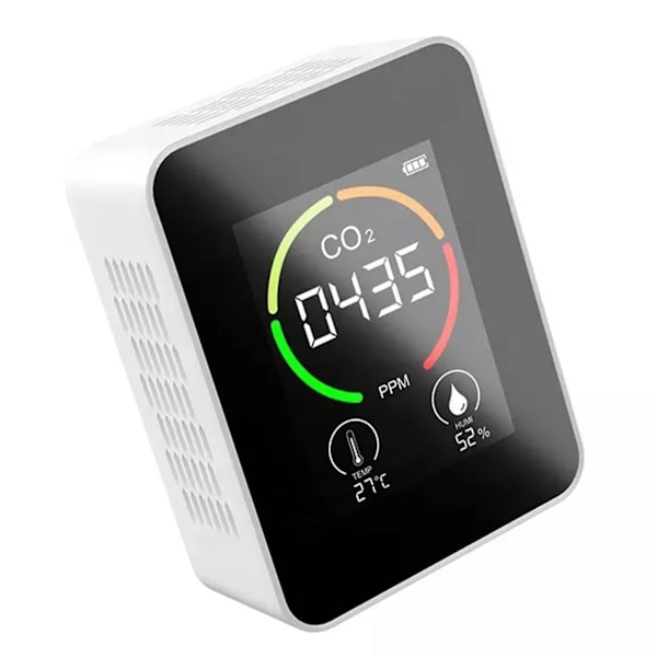 3-i-1 LCD-luftkvalitetsmonitor koldioxidmätare CO2-temp-hum white One-size