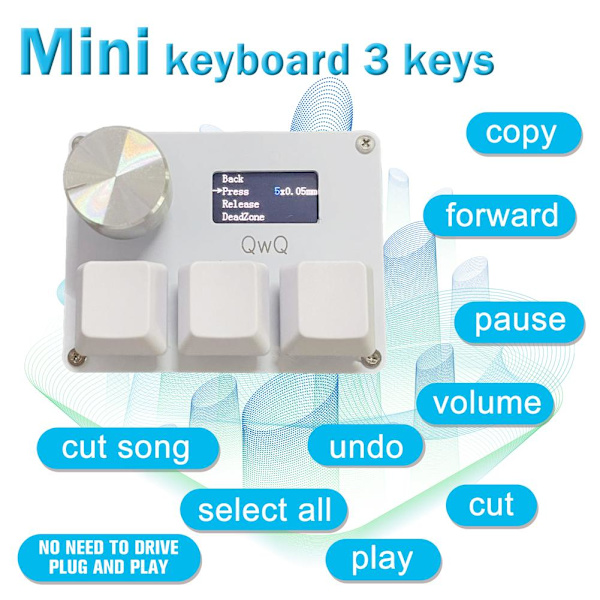 AYFFDIYI OSU O3C Snabbutlösande Hall-brytare Magnetiska Linjära Brytare Tangentbord med Vred och Skärm, Kopiera Klistra In, Genväg, Makro Hotswap Mini Ke whiteA one-size