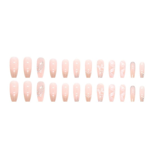 24 st Glue Nail Sticker Long Nail Art Konstgjorda Naglar Med Glu 2 one-size