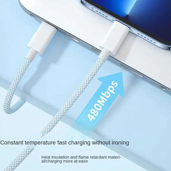 För iPhone 15 Pro Max Plus USB-C Kabel Typ-C Laddningssladd L3U1 pink 1M