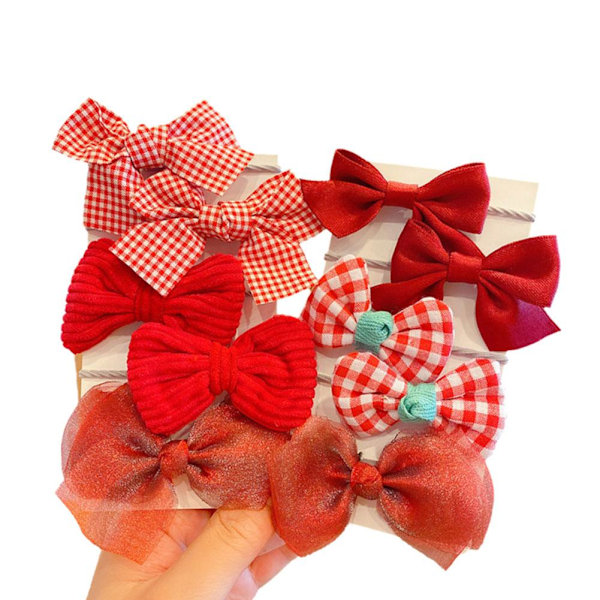 Stylingverktyg 10 st/set Blomma Rosett Elastiska Hårband För Flicka Barn Liten Flicka Huvudbonad Red 1set