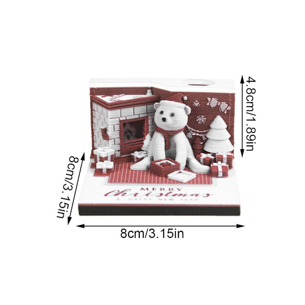 3D kalender papper carving anteckningar Jul Björn Anteckningsblock` T7J1 V6X2