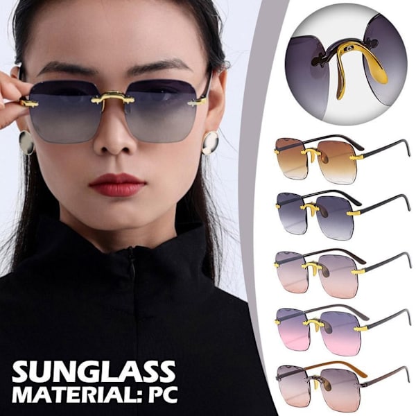 Nya Ramlösa Solglasögon med Skurna Kanter, Dam Solglasögon, Hög Definition, Lätta, UV-säkra N1u9 grey 1PC