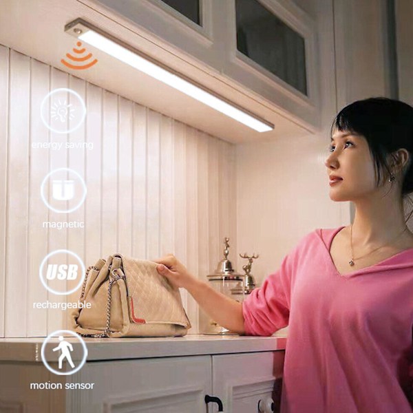 LED USB-undermonterad lampa med rörelsesensor Batterilampa Kökslampa 30cm white light One-size