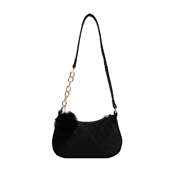 Sommar Ny Stil Enfärgad Pälsbollsväska Dam Liten Fräsch Fe Black One size