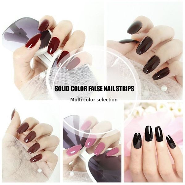 24 st Enfärgade Falska Nagelremsor Långa Balett Nagelremsor; Y9 24pcs