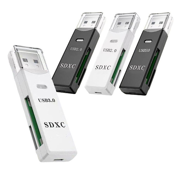 Två-i-ett USB3.0 Kortläsare Mobiltelefon TF-kort Kamera SD-kort Plug And Re <! WHITE USB2.0