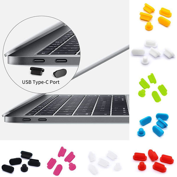 2024 Anti-dammpluggar Dammtäta pluggar Set för Macbook Pro 13 15 Datorskydd HET black One-size