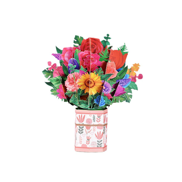 3D Pop Up Hälsning Mors Dag Kort Bukett Blommor Hälsning Ca Here's a hug 1pcs
