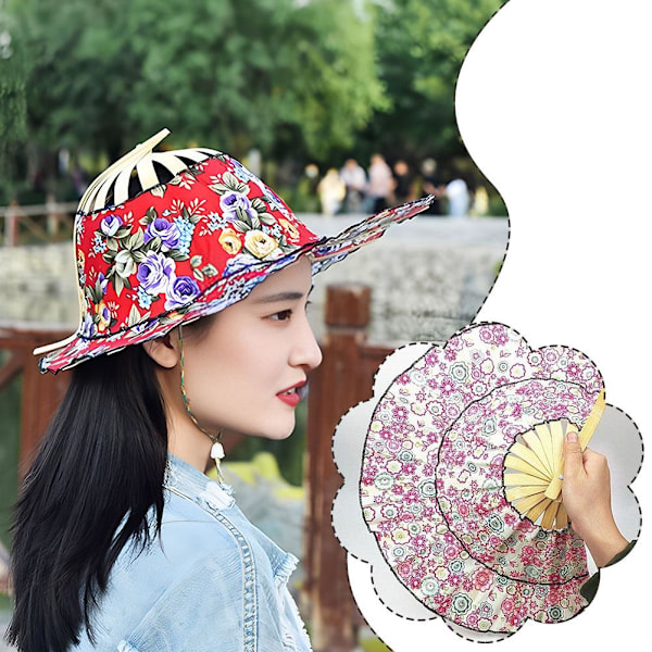 Utomhus Sommar Vikbar Fläkt Solhatt, Andningsbar Bredbrättad Solhatt style9 One size