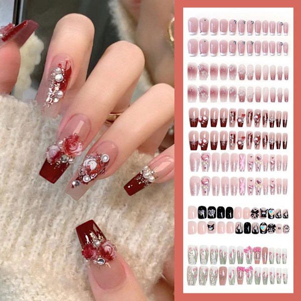 Burst Flash Isblå Aurora Bärbara Nagelstickers Långvariga A72 24pcs