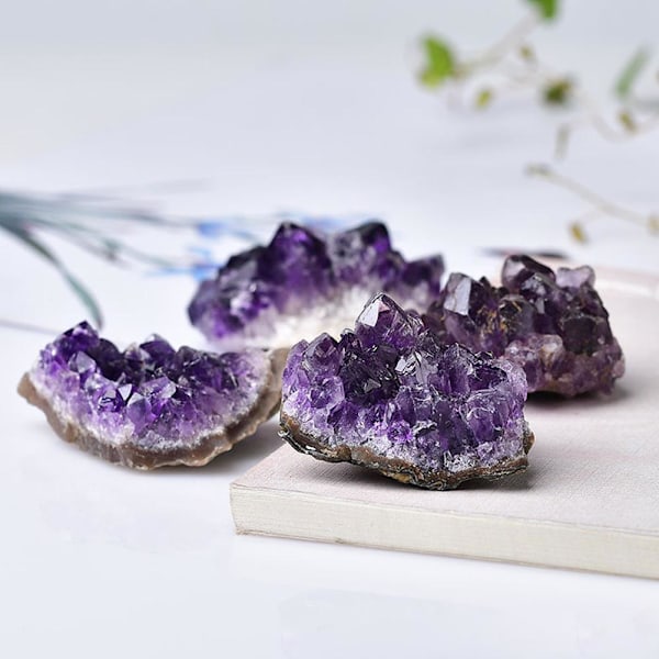 Naturlig Rå Ametist Kvarts Geode Kristallkluster Healing 20-30g 10-20g/ Dekor N3J5 purpleB 30g