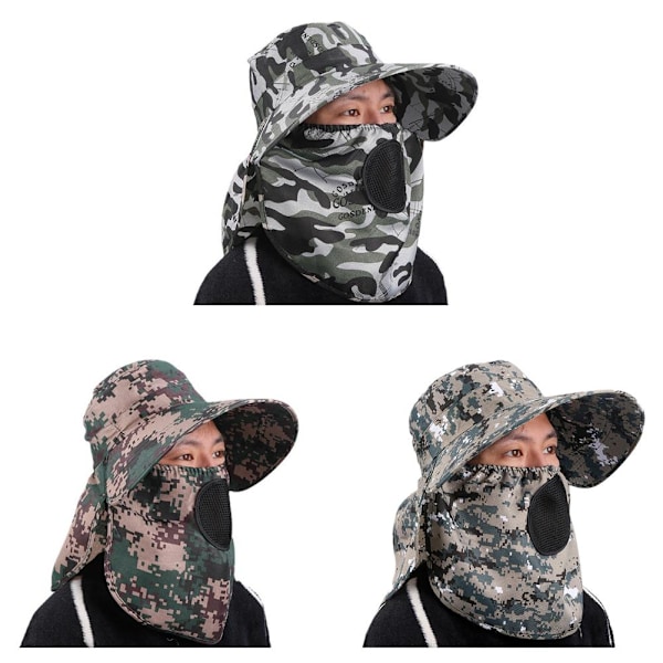 Anti-UV Arbetshatt Värme Frontskydd Ansikte Arméhatt Hel Hatt Utomhus Vandringshatt B4I6 C 1size