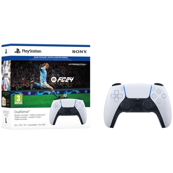 PS5 Handkontroll DualSense - Vit + EA SPORTS FC 24-paket