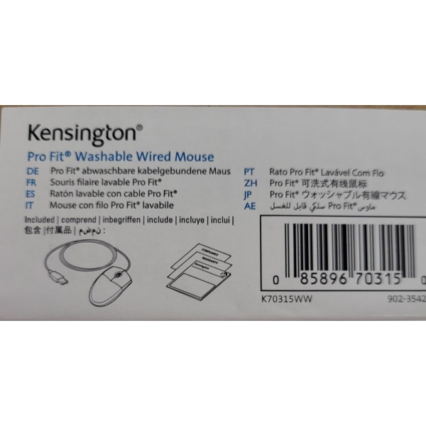 Kensington Datormus Pro Fit Washable Wired Mouse Svart