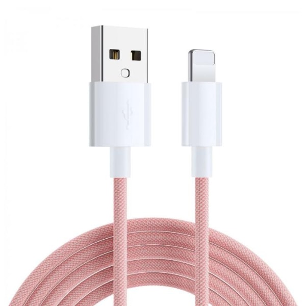 USB-a till Lightning kabel | 2.4A | 2m | Rosa Rosa