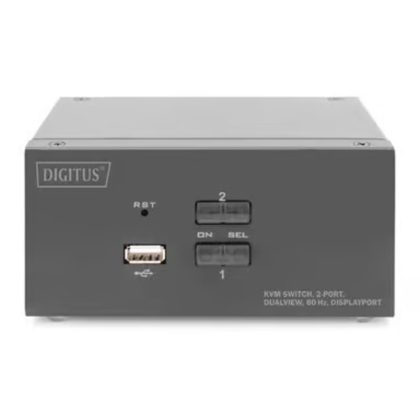 Digitus KVM Switch 2-Portar Dual Display 4K DisplayPort Svart