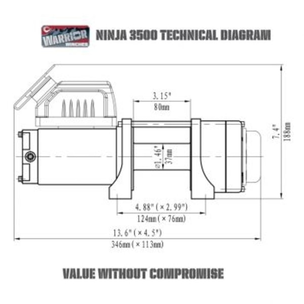 Vinsch Ninja Amortek syntetvajer 3500lb Warrior Winches