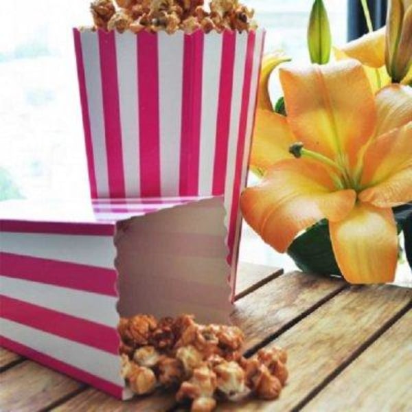 Popcorn bägare rosa/vit 10 pack