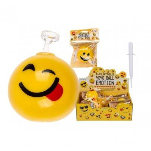 Upplåsbar gummiboll i olika smiley/emoji motiv, ca 40 cm