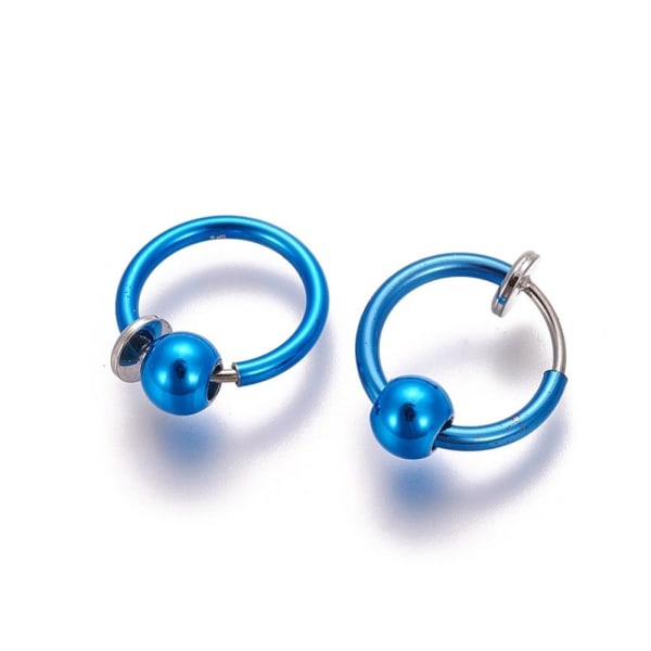 1 par mørkeblå Clip On-ringer med avtagbare kuler 13 mm Ø Dark blue