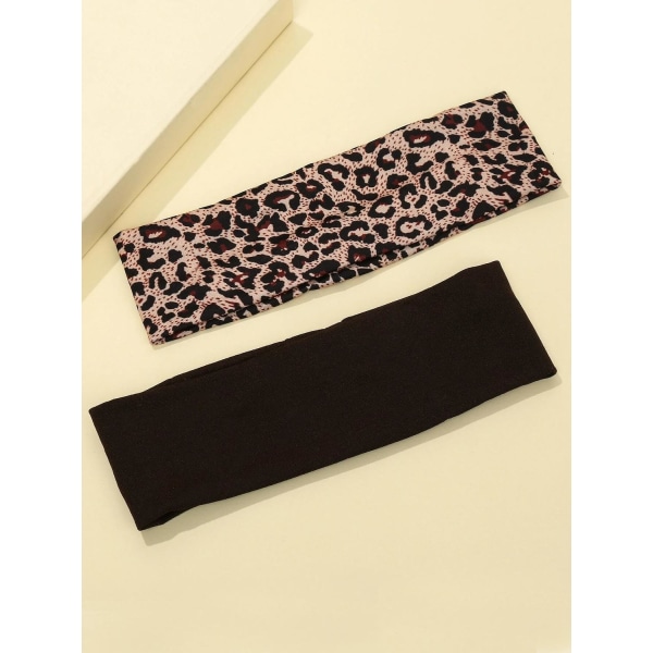2 Stretch-hårbånd i polyester C:a 6 x 20 cm. 1 svart 1 leopard 56b7 | Fyndiq